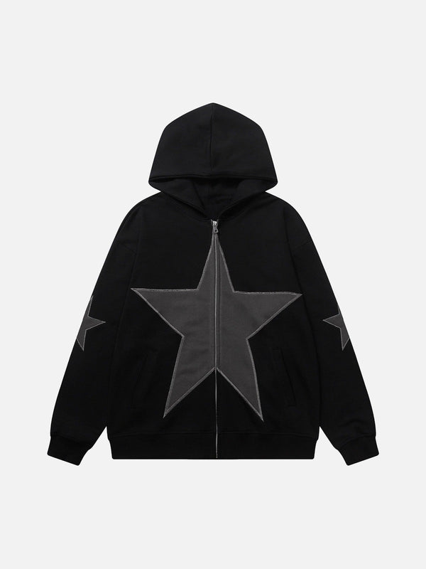 TALISHKO - Five-pointed Zipper Hoodie-streetwear fashion, outfit ideas - talishko.com