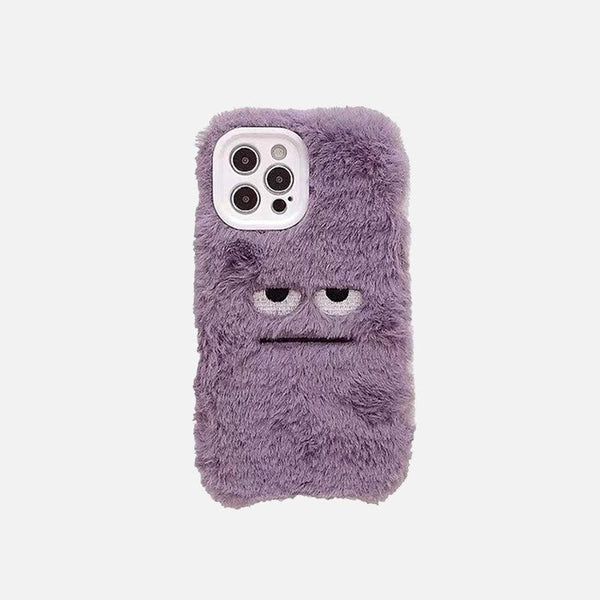 Fluffy Monster Mobile Phone Case in purple by TALISHKO, featuring a playful front view design.