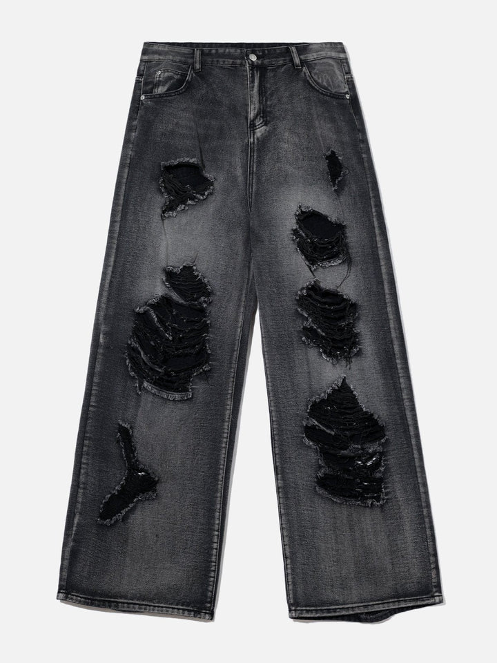 TALISHKO - Fringe Distressed Washed Jeans - streetwear fashion - talishko.com