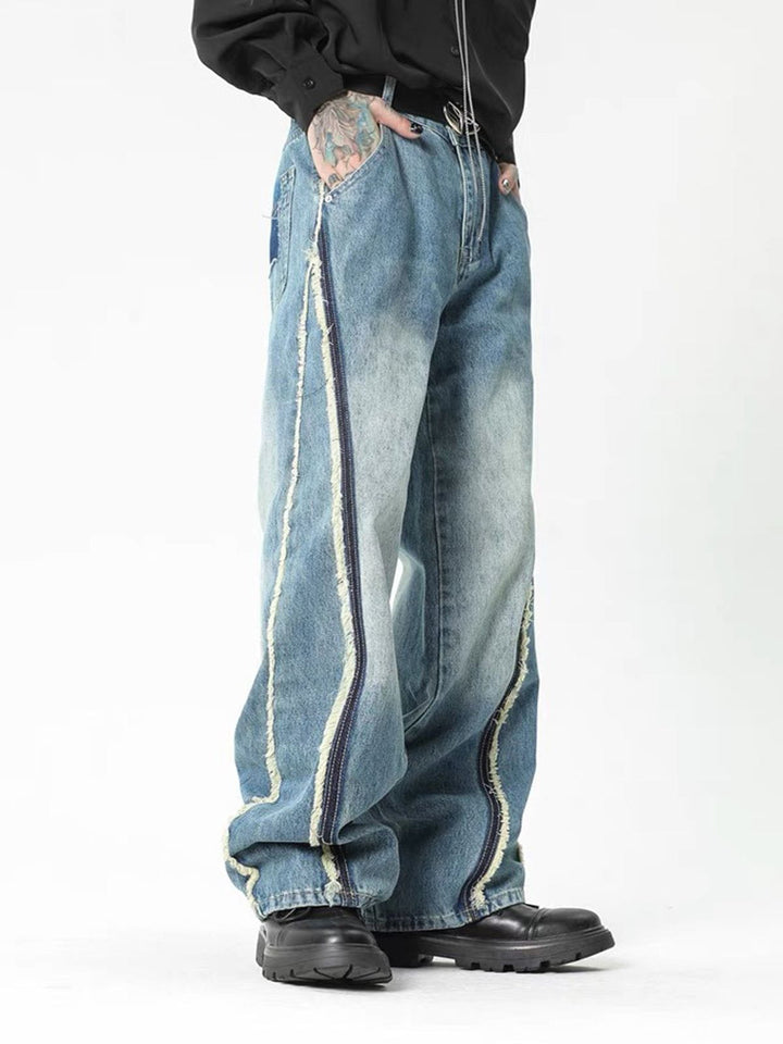 TALISHKO - Fringe Line Straight Leg Jeans, streetwear fashion, talishko.com