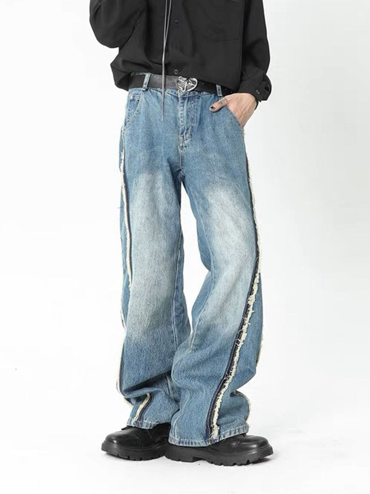 TALISHKO - Fringe Line Straight Leg Jeans, streetwear fashion, talishko.com