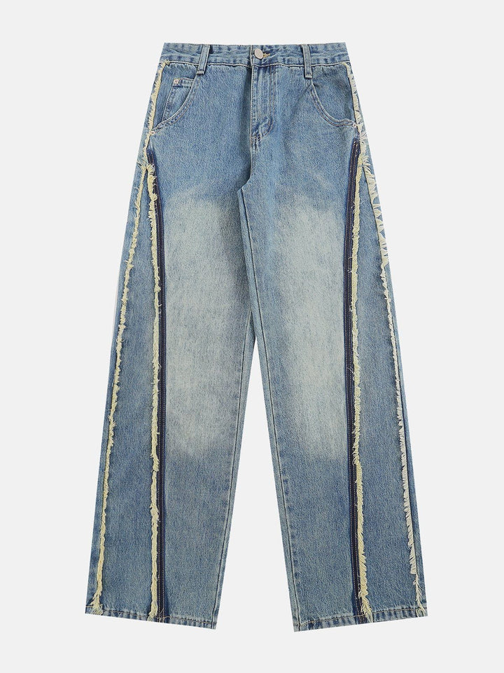 TALISHKO - Fringe Line Straight Leg Jeans, streetwear fashion, talishko.com