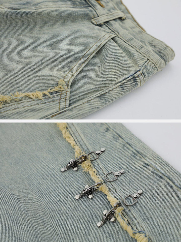 TALISHKO - Fringe Metal Buckle Jeans, streetwear fashion, talishko.com