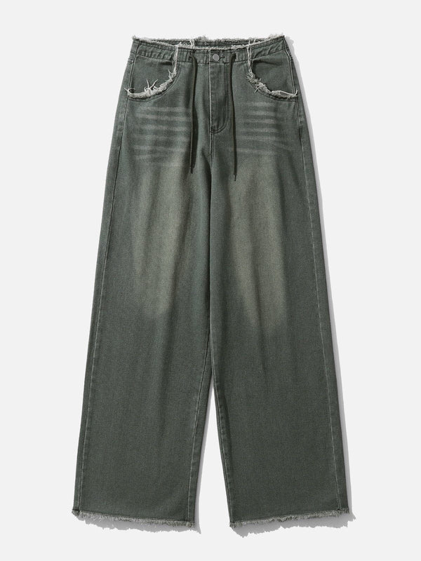 TALISHKO - Fringe Pocket Loose Jeans, streetwear fashion, talishko.com