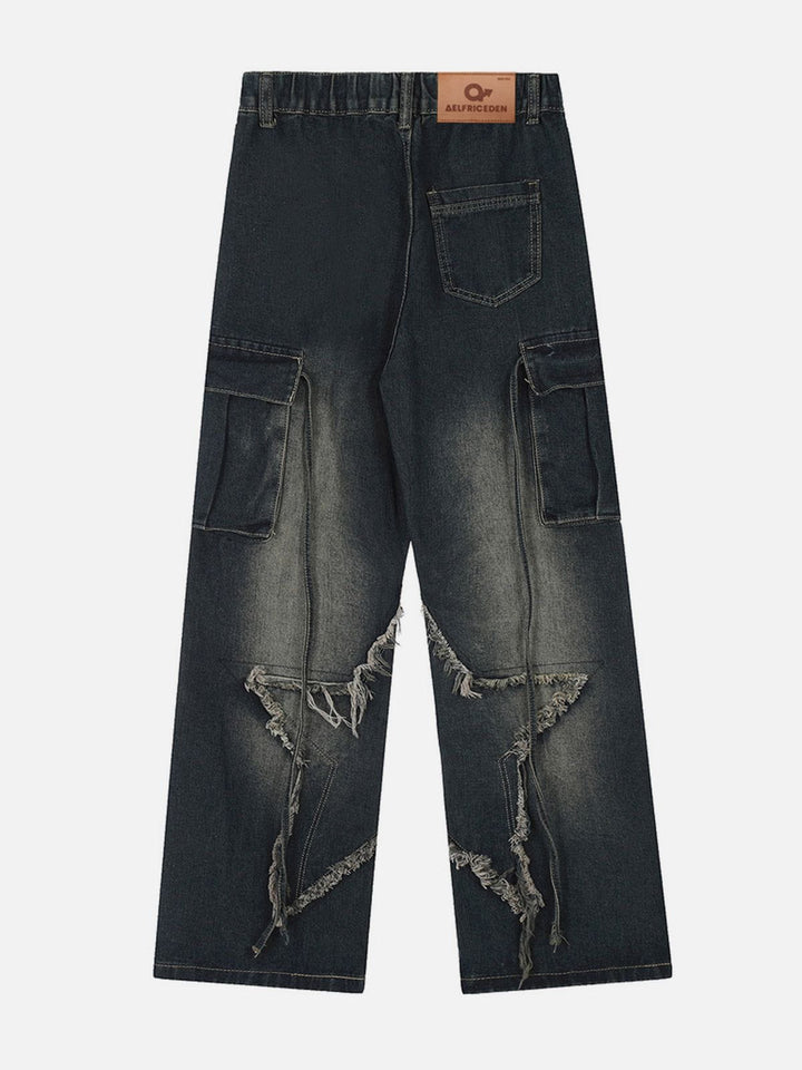 TALISHKO - Fringe Star Washed Jeans, streetwear fashion, talishko.com