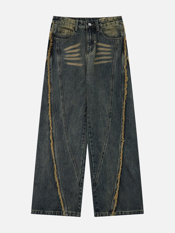 TALISHKO - Fringe Washed Jeans, streetwear fashion, talishko.com