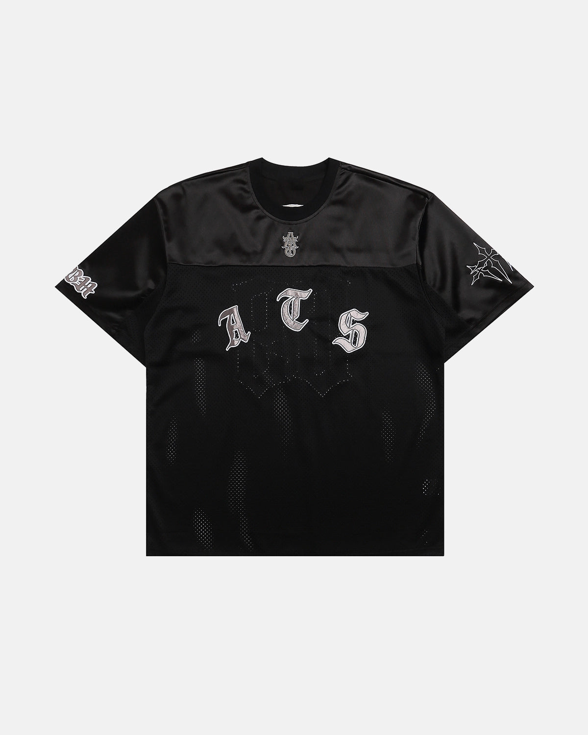 トップス TENDERLOIN MIX MESH JERSEY Satin Shoulder Panel Gothic Mesh Jersey Tee | TALISHKO