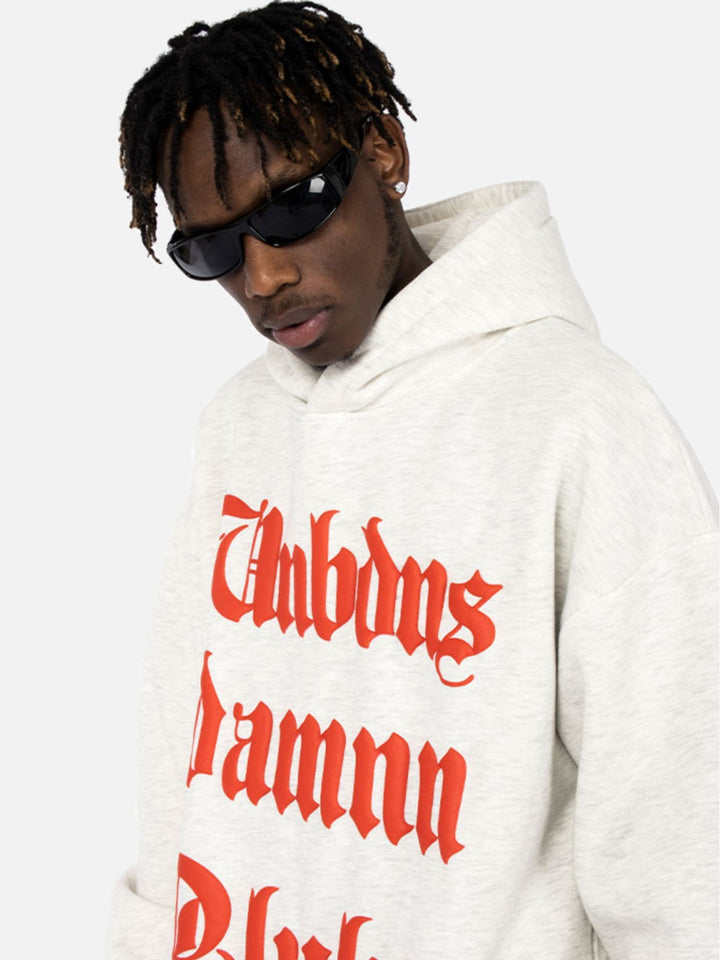 TALISHKO - Gothic Letter Foam Hoodie-streetwear fashion, outfit ideas - talishko.com