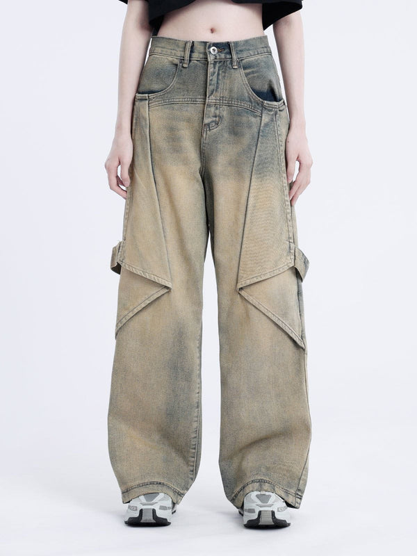 TALISHKO - Gradient Irregular Patchwork Jeans, streetwear fashion, talishko.com