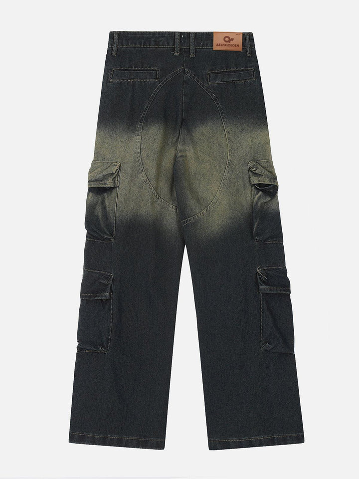 TALISHKO - Gradient Multi Pocket Straight-Leg Jeans, streetwear fashion, talishko.com