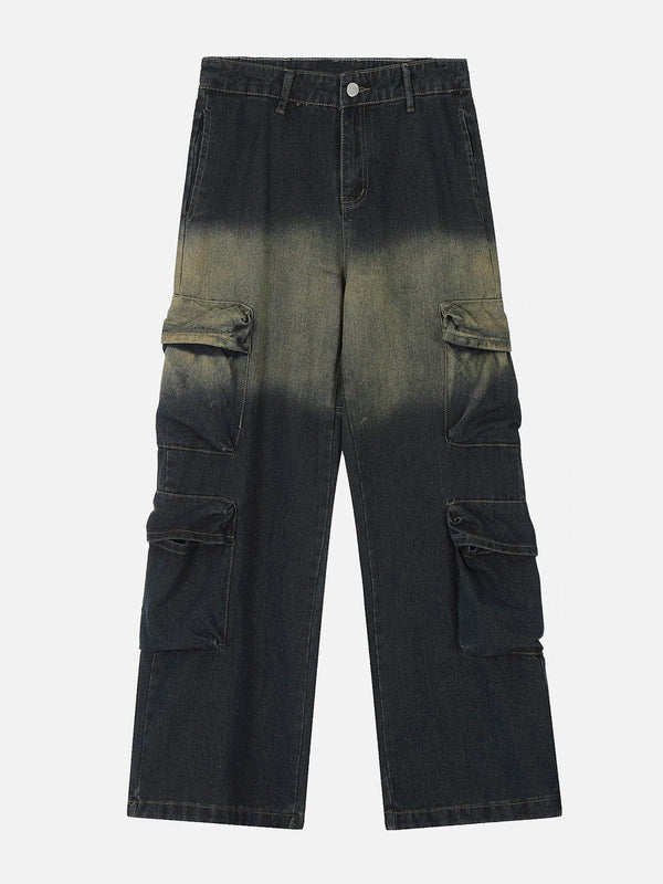 TALISHKO - Gradient Multi Pocket Straight-Leg Jeans, streetwear fashion, talishko.com