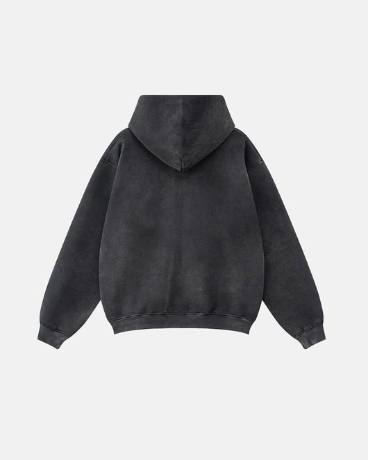 Washed Zip Hoodie with Graphic in Charcoal | TALISHKO