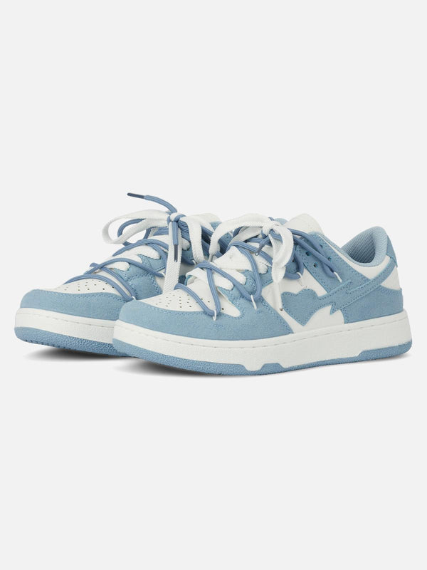 Front view of TALISHKO blue board shoes featuring breathable design and stylish laces.