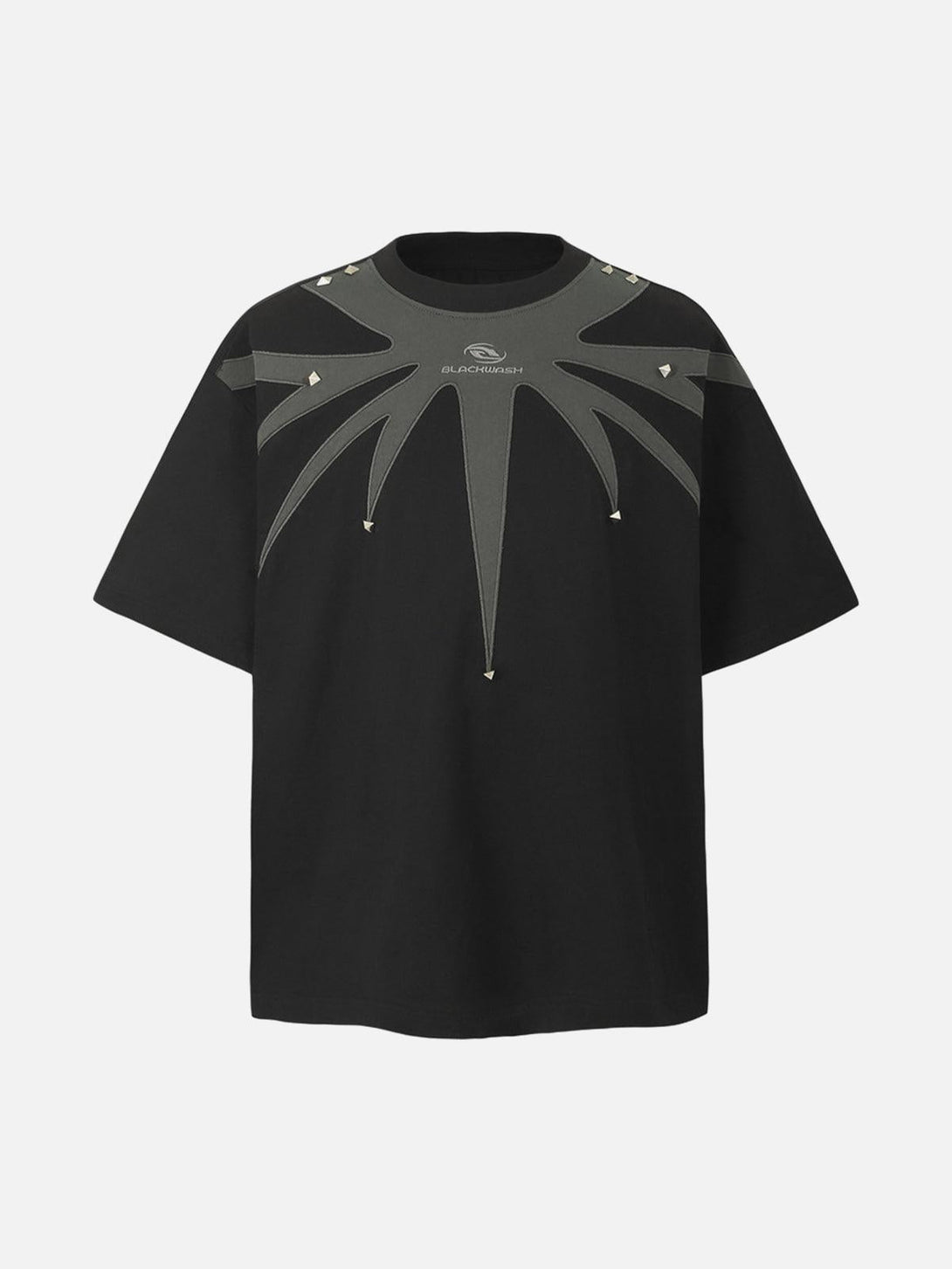 Front view of a black Heavy Cleanfit Embroidery T-shirt by TALISHKO, perfect for summer style.