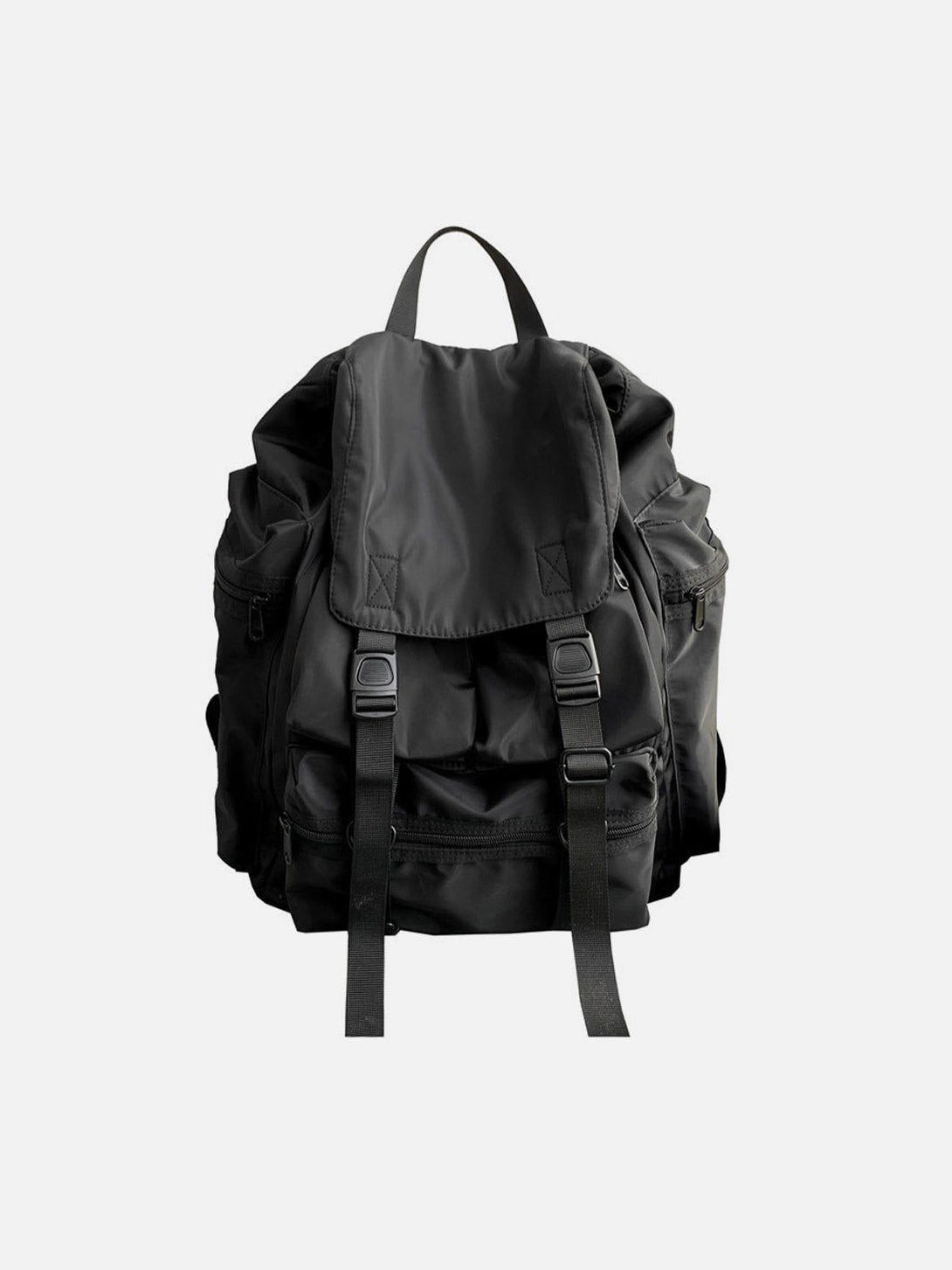Stylish black backpack by TALISHKO, featuring a front view with spacious design ideal for urban adventures.