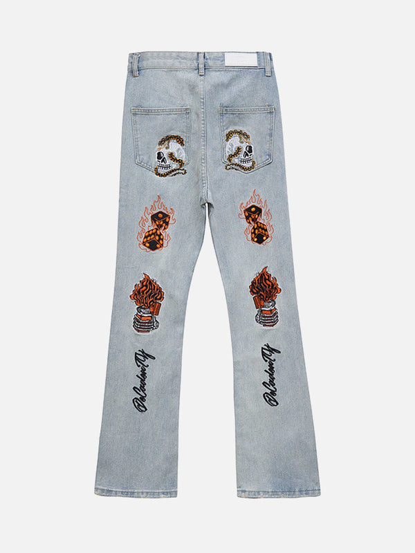 TALISHKO - High Street Embroidery Retro Jeans, streetwear fashion, talishko.com