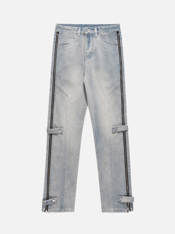 TALISHKO - High Street Hip-hop Design Sense Zipper Straight Jeans Nine-point Pants, streetwear fashion, talishko.com