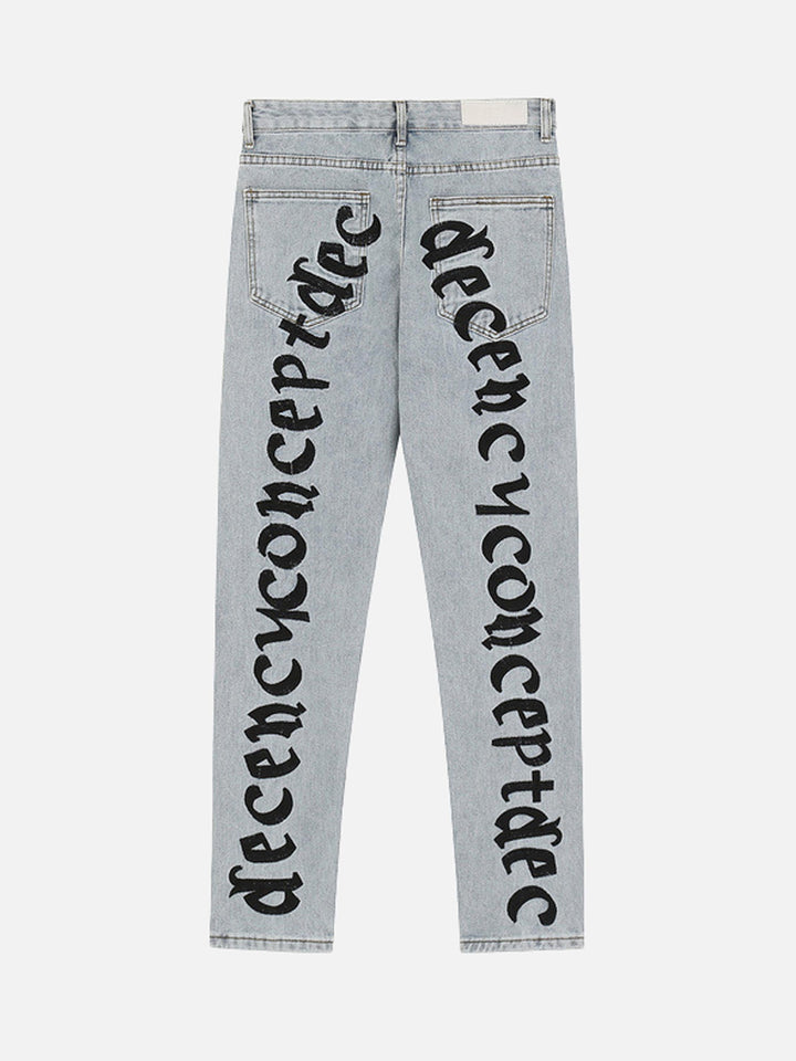 TALISHKO - High Street Letter Embroidered Slim-Fit Skinny Jeans, streetwear fashion, talishko.com