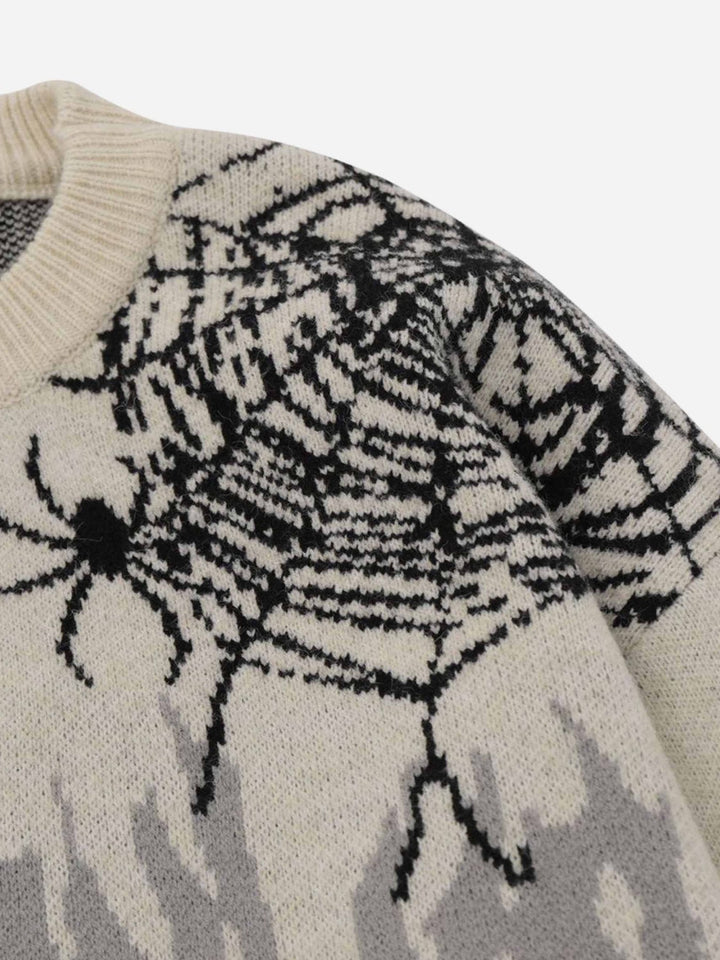TALISHKO - High Street Spider Web Jacquard Sweater - streetwear fashion - talishko.com