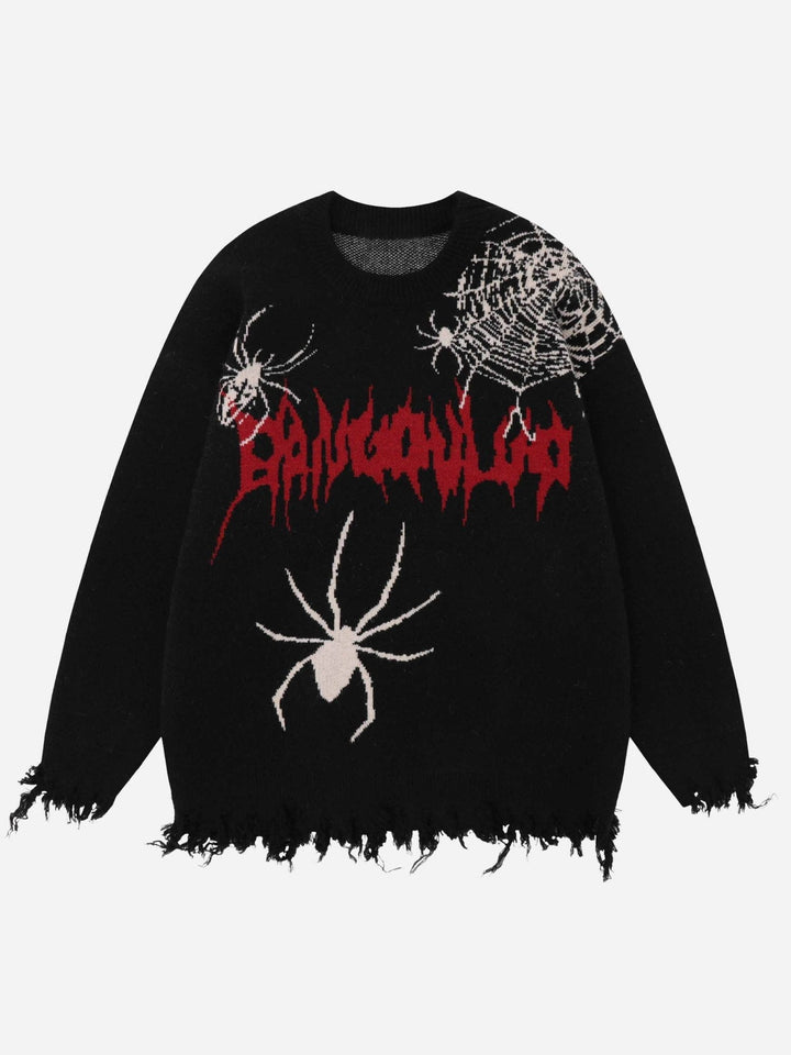 TALISHKO - High Street Spider Web Jacquard Sweater - streetwear fashion - talishko.com