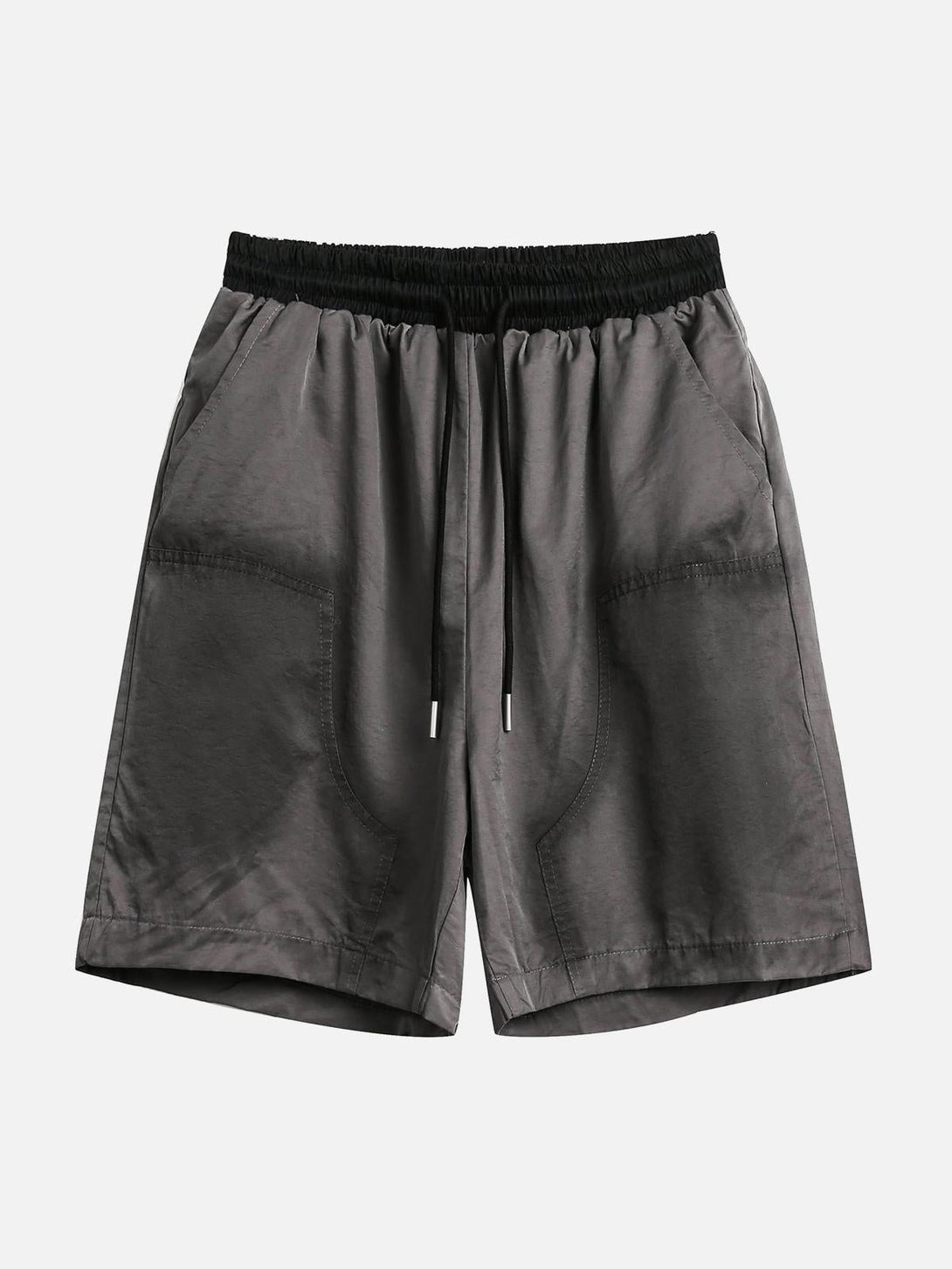 Front view of black casual shorts by TALISHKO, featuring a relaxed fit and stylish drawstring.