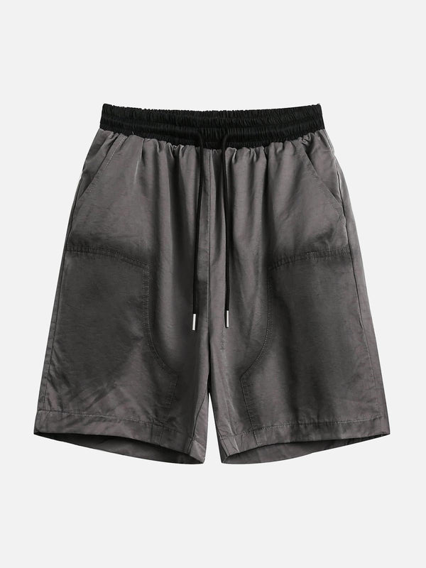 Front view of black casual shorts by TALISHKO, featuring a relaxed fit and stylish drawstring.