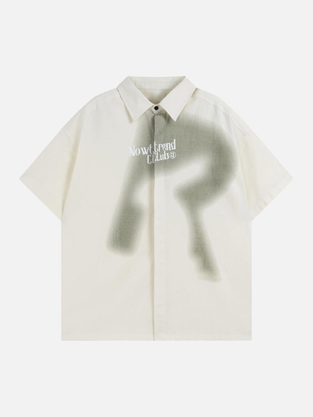 Front view of an apricot short-sleeved shirt by TALISHKO, featuring a modern streetwear design.