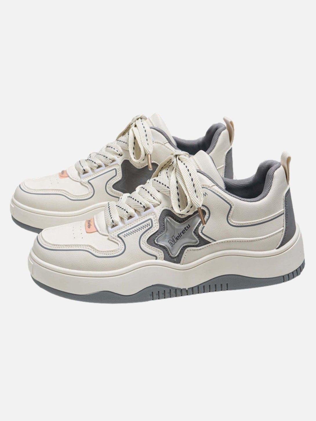 TALISHKO gray board shoes with star detail and chunky sole, perfect for versatile street style.