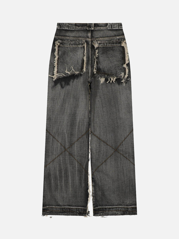 TALISHKO - High Street Washed And Distressed Raw Edge Jeans, streetwear fashion, talishko.com