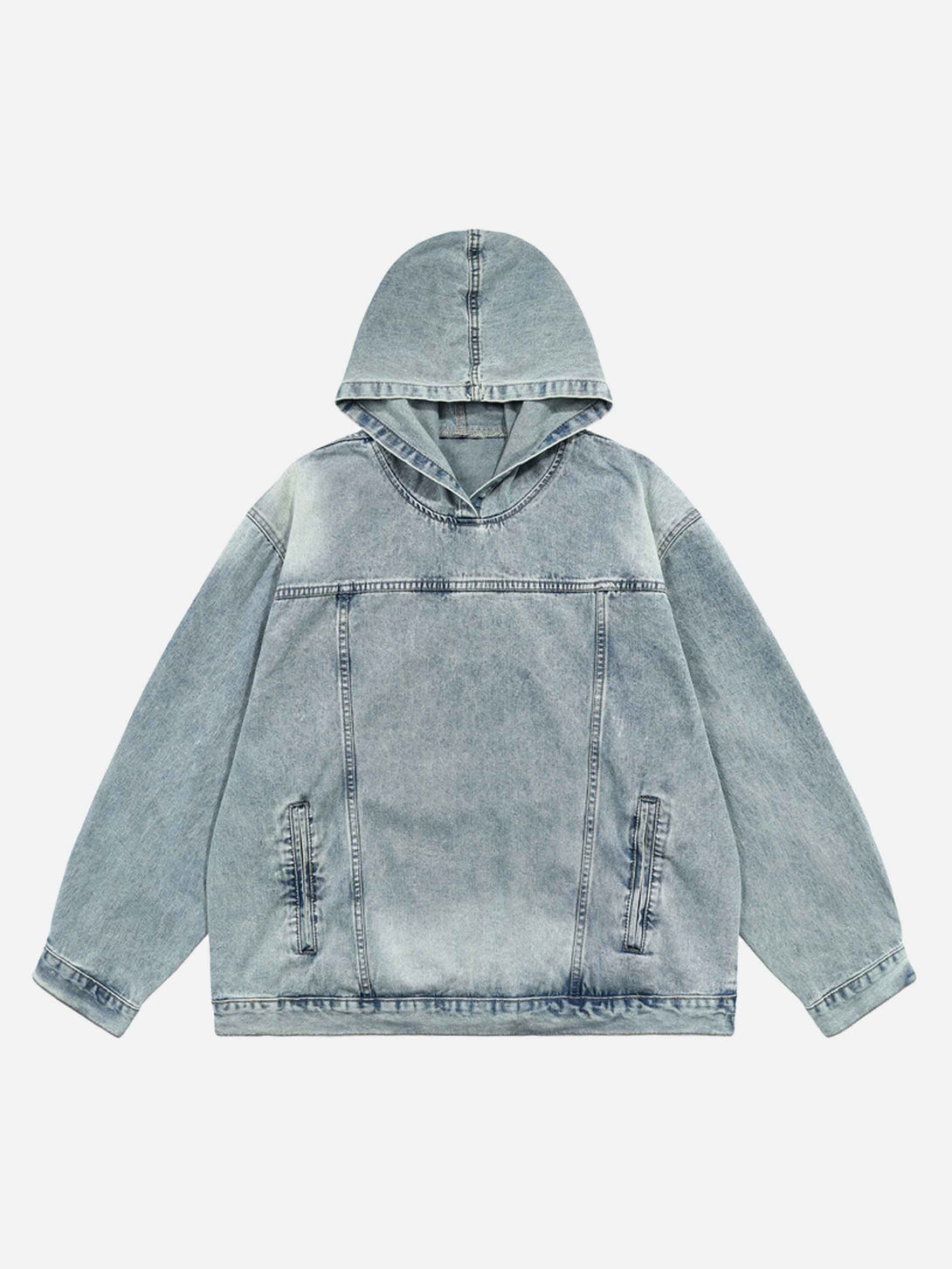 TALISHKO - High Street Washed Denim Hoodie-streetwear fashion, outfit ideas - talishko.com