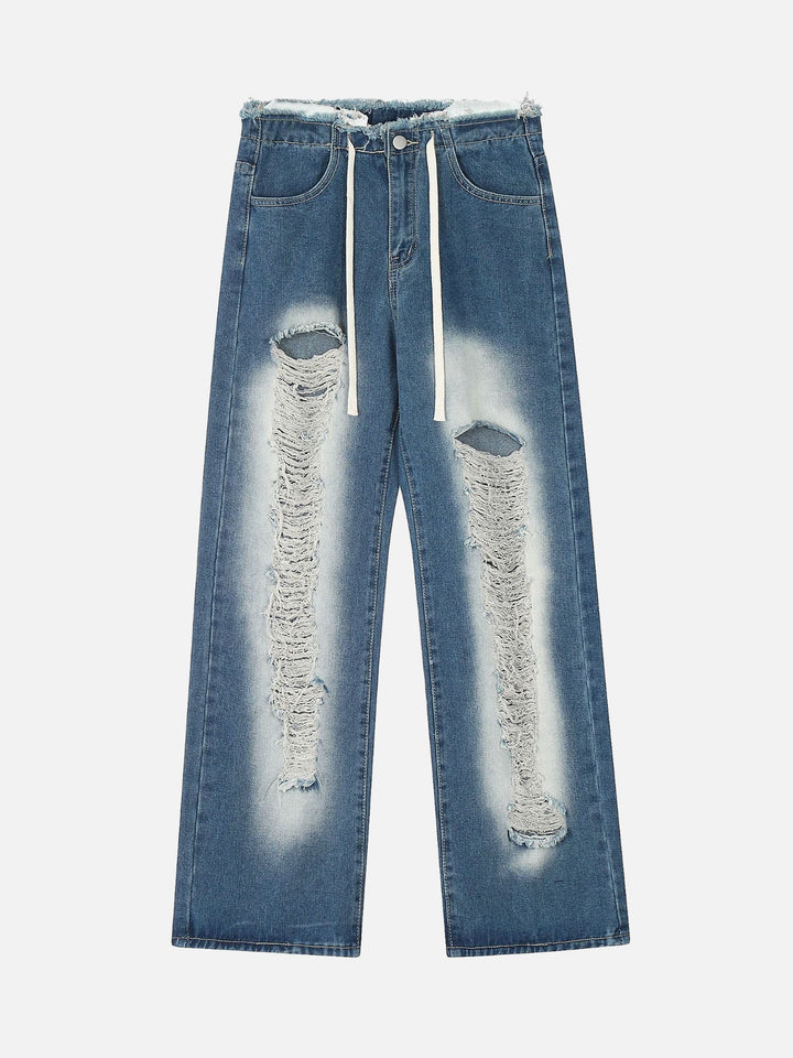 TALISHKO - High Street Washed Drawstring Jeans, streetwear fashion, talishko.com