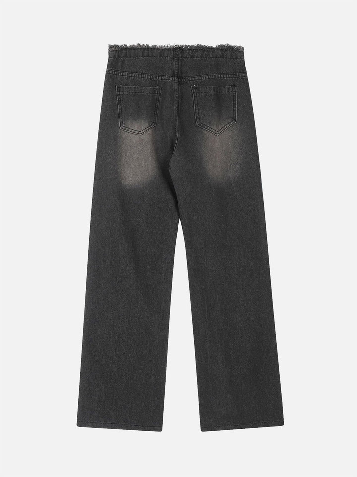 TALISHKO - High Street Washed Drawstring Jeans, streetwear fashion, talishko.com