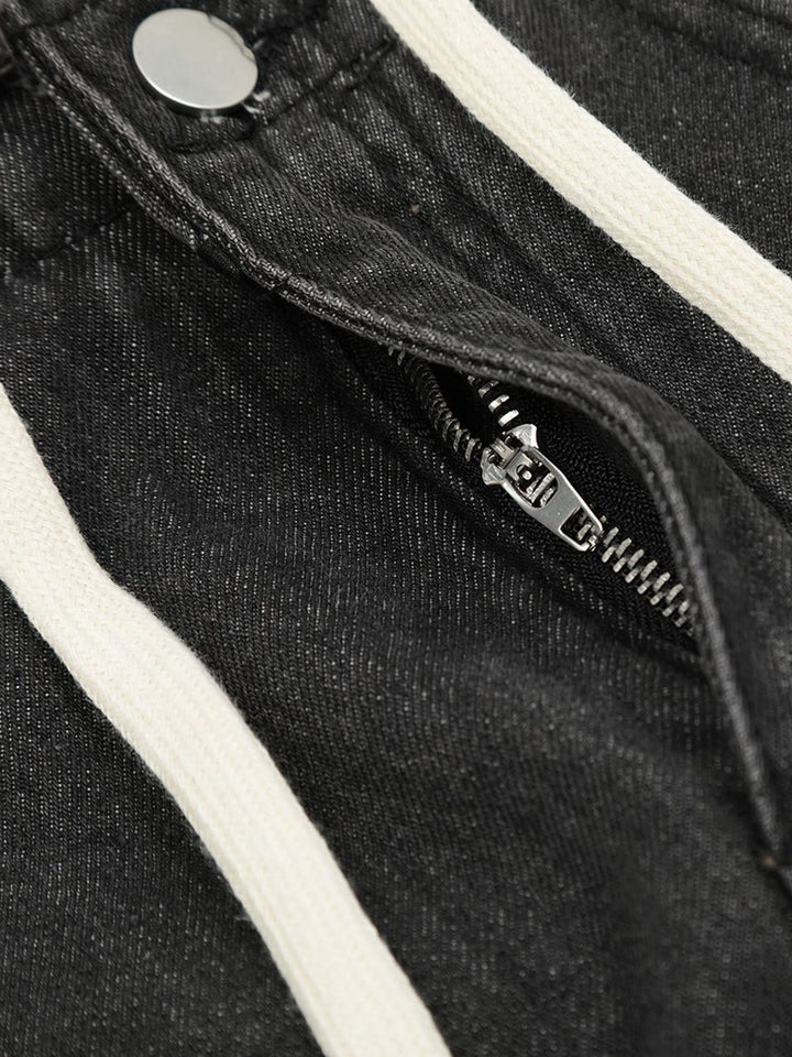 TALISHKO - High Street Washed Drawstring Jeans, streetwear fashion, talishko.com