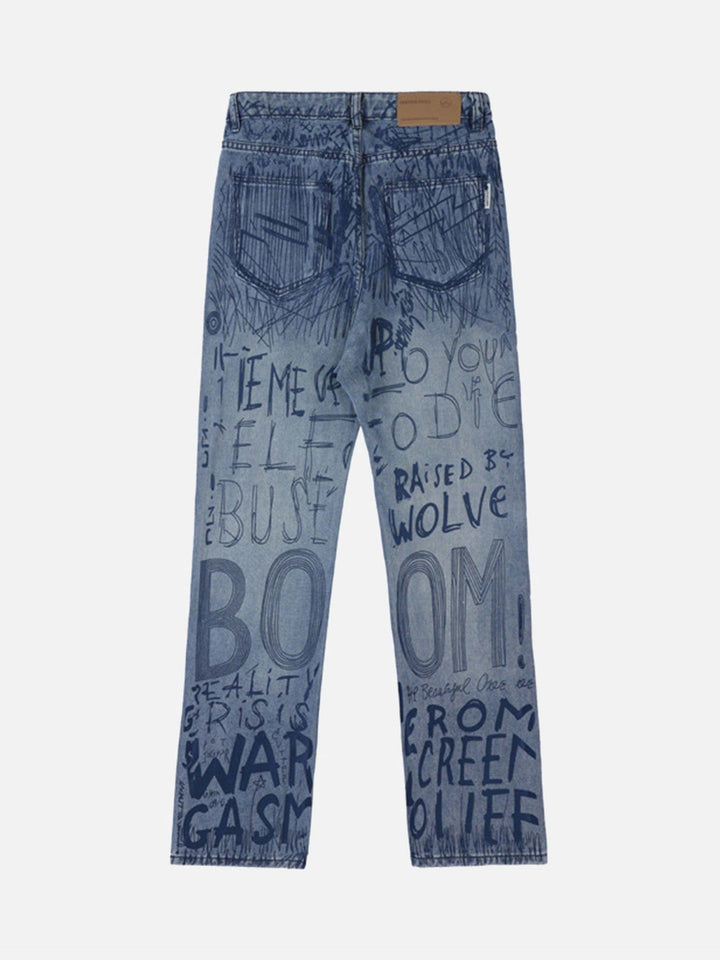 TALISHKO - Hip-hop Graffiti Alphabet Jeans, streetwear fashion, talishko.com