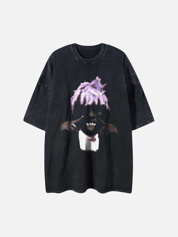 Front view of a black hip hop T-shirt by TALISHKO with a bold graphic, perfect for casual wear.