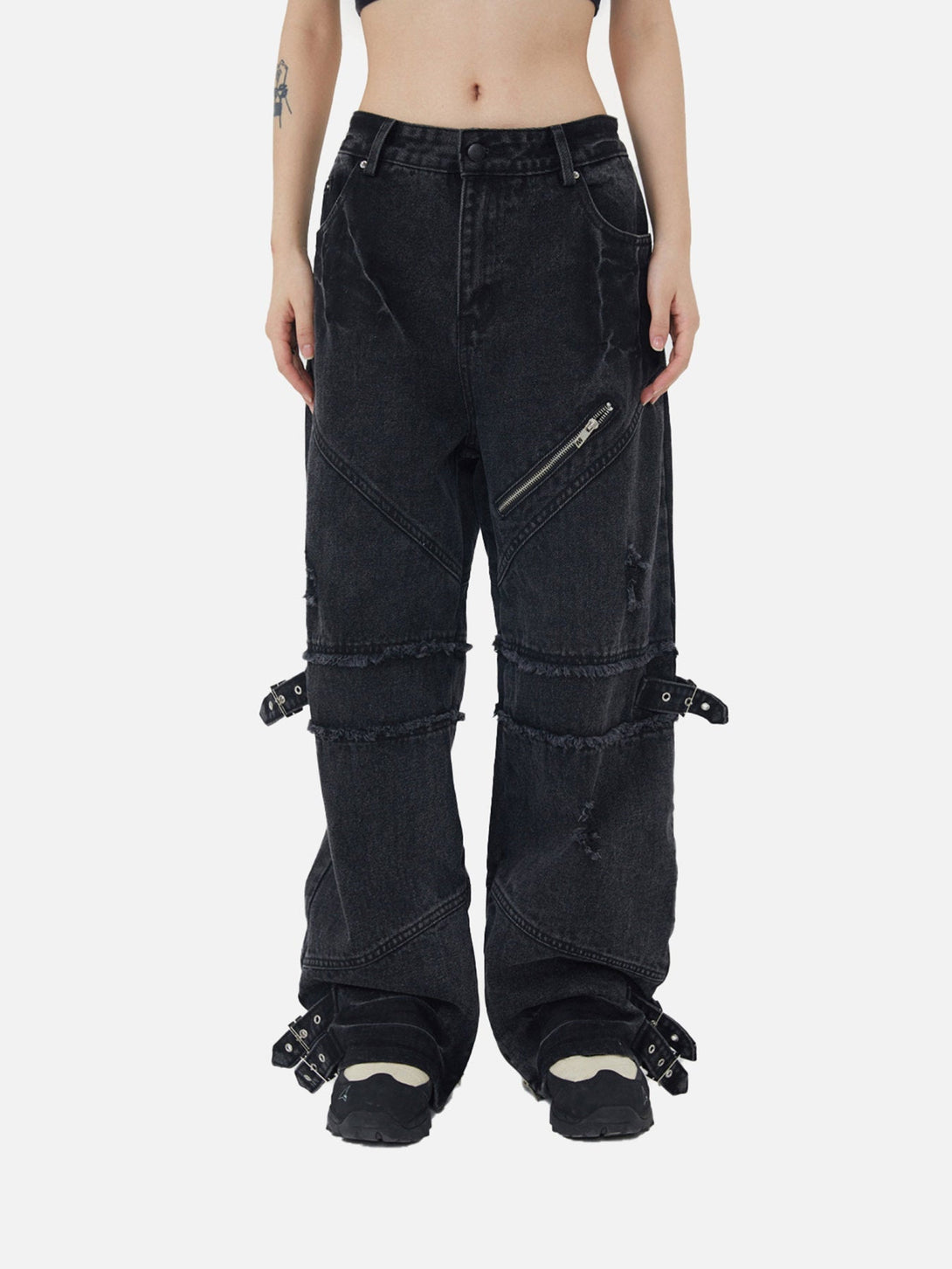 TALISHKO - Hip-hop Retro Wash Denim Straight-Leg Pants, streetwear fashion, talishko.com