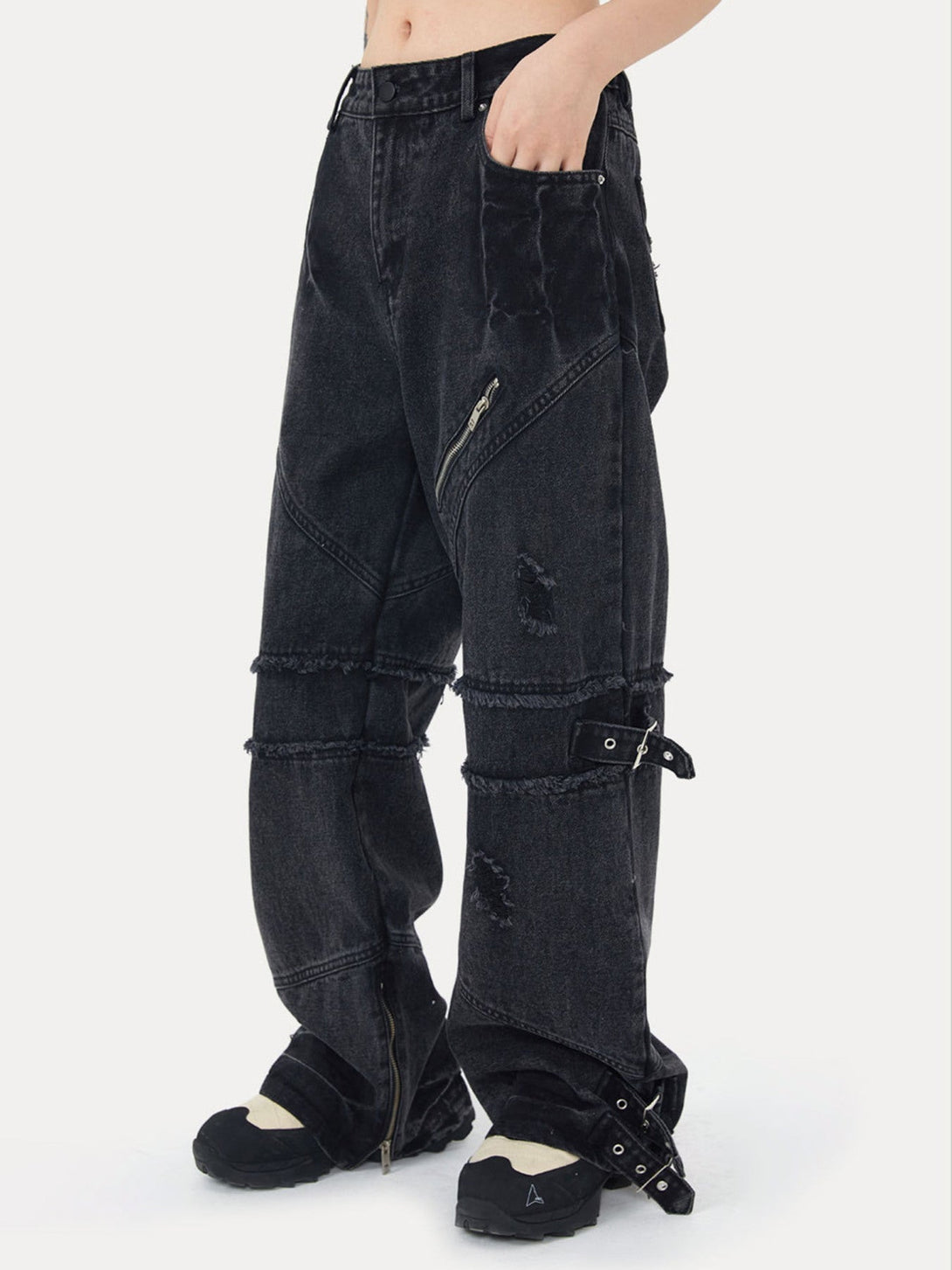 TALISHKO - Hip-hop Retro Wash Denim Straight-Leg Pants, streetwear fashion, talishko.com