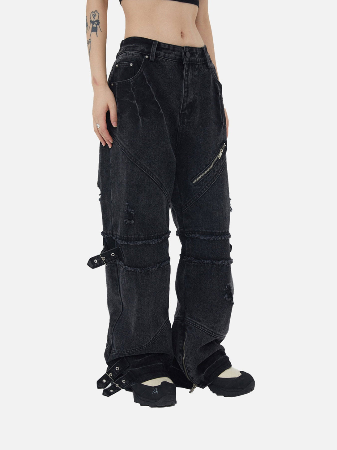 TALISHKO - Hip-hop Retro Wash Denim Straight-Leg Pants, streetwear fashion, talishko.com