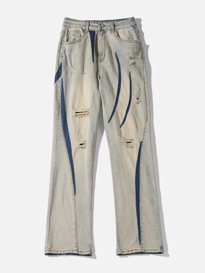 TALISHKO - Irregular Patch Ripped Jeans - streetwear fashion - talishko.com