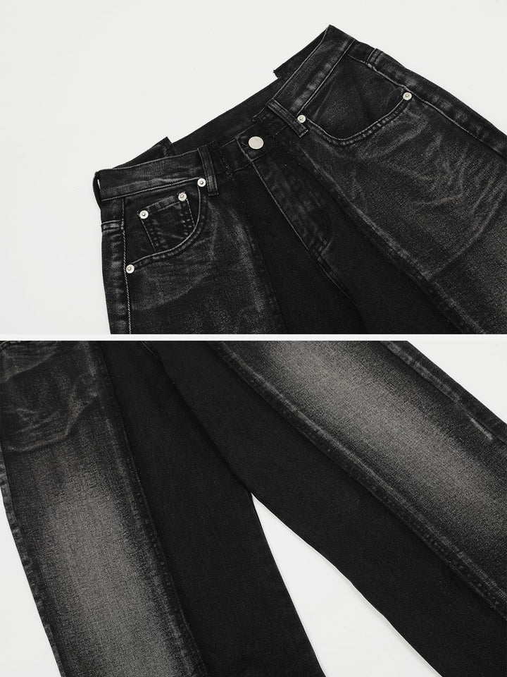 TALISHKO - Irregular Patchwork Loose Jeans, streetwear fashion, talishko.com