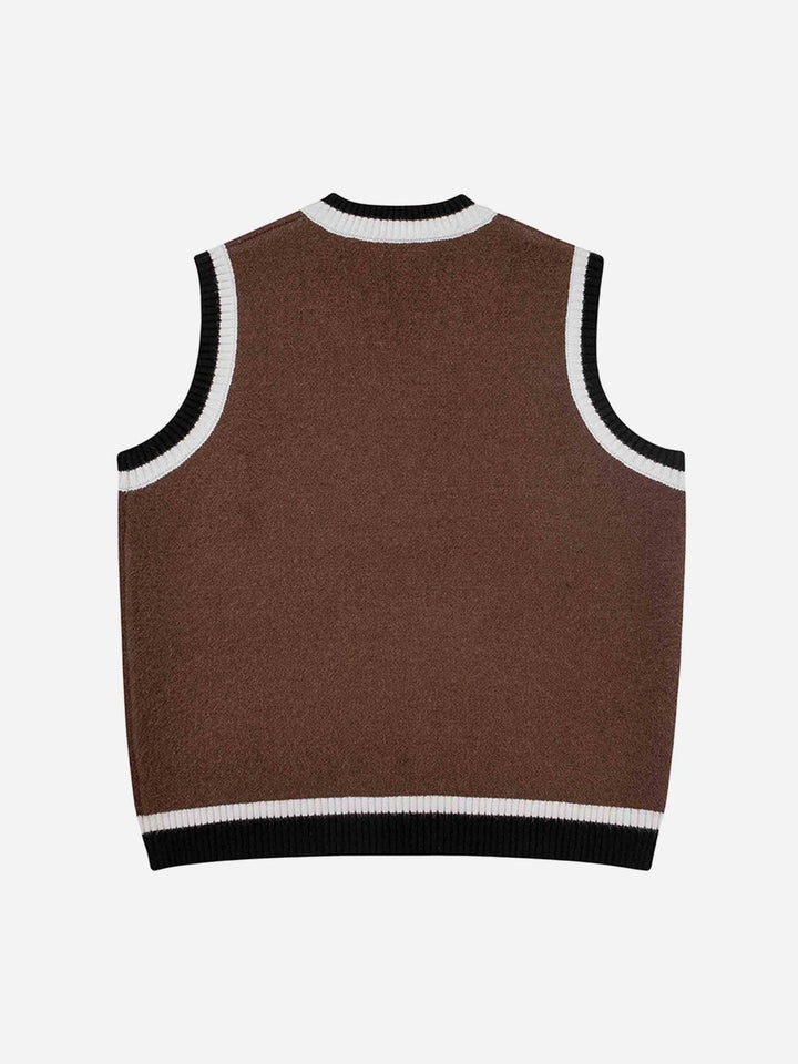 TALISHKO - Jacquard Letter Undershirt Sweater Vest - streetwear fashion - talishko.com