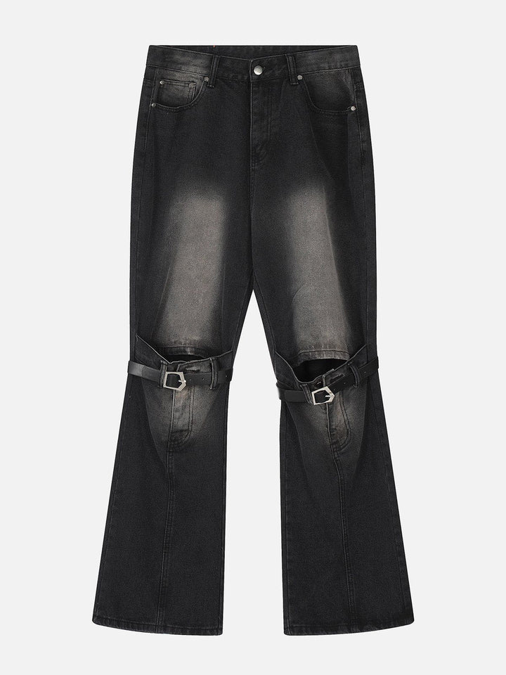 TALISHKO - Knee Belt Loose Jeans, streetwear fashion, talishko.com