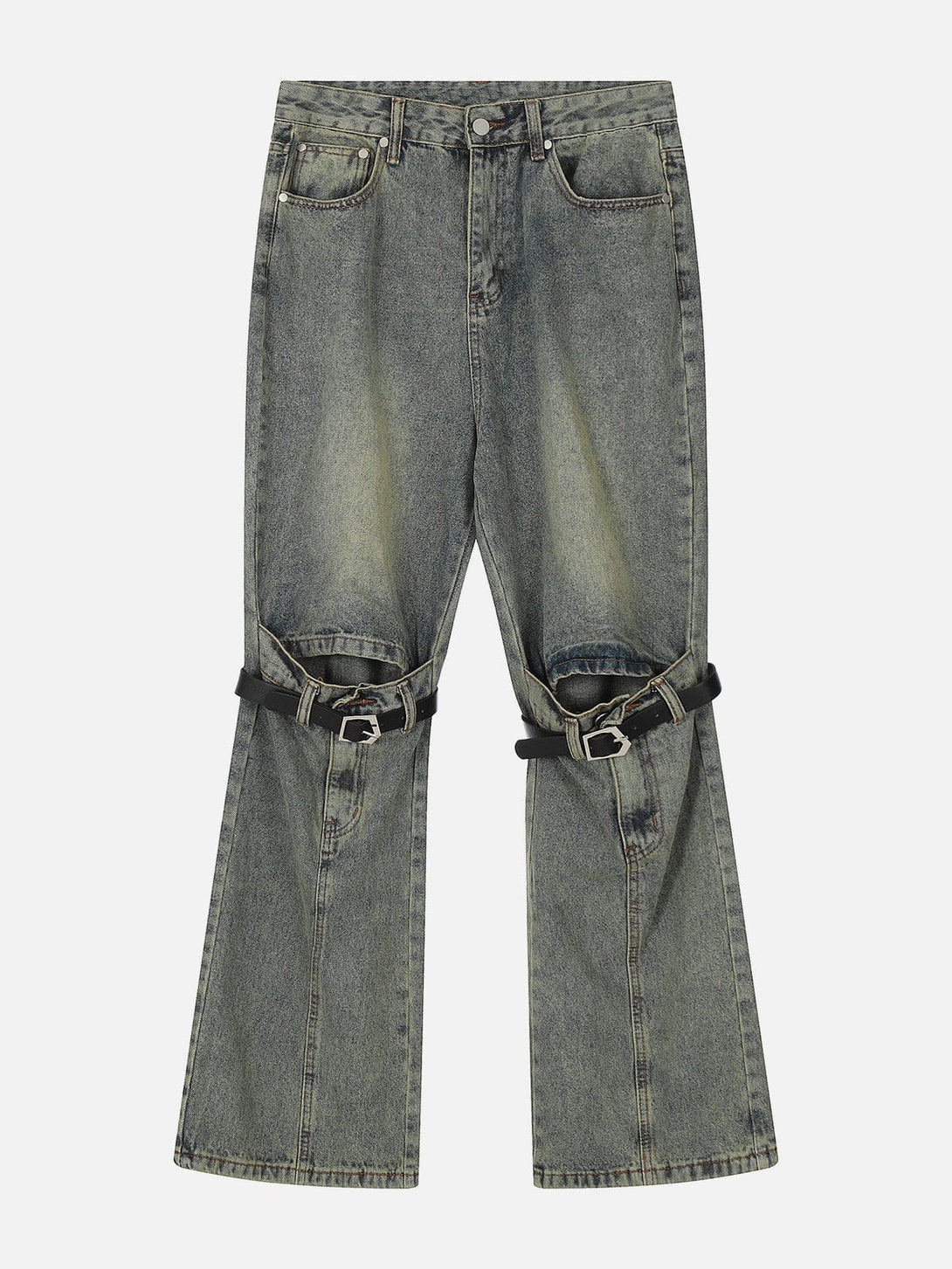 TALISHKO - Lace-up Ripped Wash Jeans - streetwear fashion - talishko.com