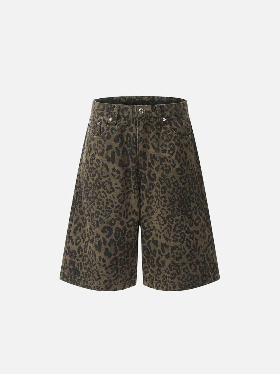 Leopard print jorts by TALISHKO in a stylish front view, showcasing bold summer-ready design.