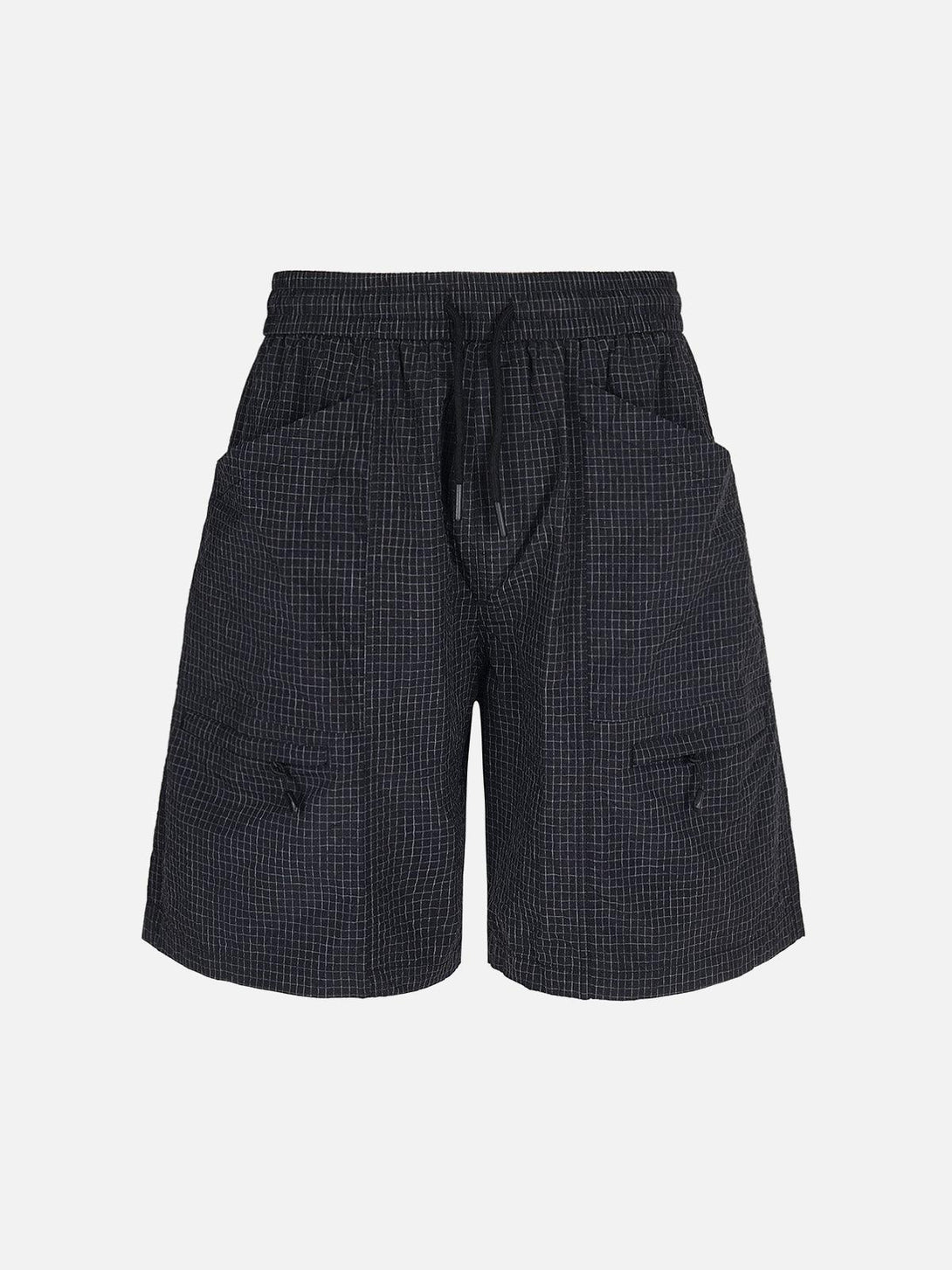 Front view of green TALISHKO light quick-dry cargo shorts, featuring a stylish checkered pattern.