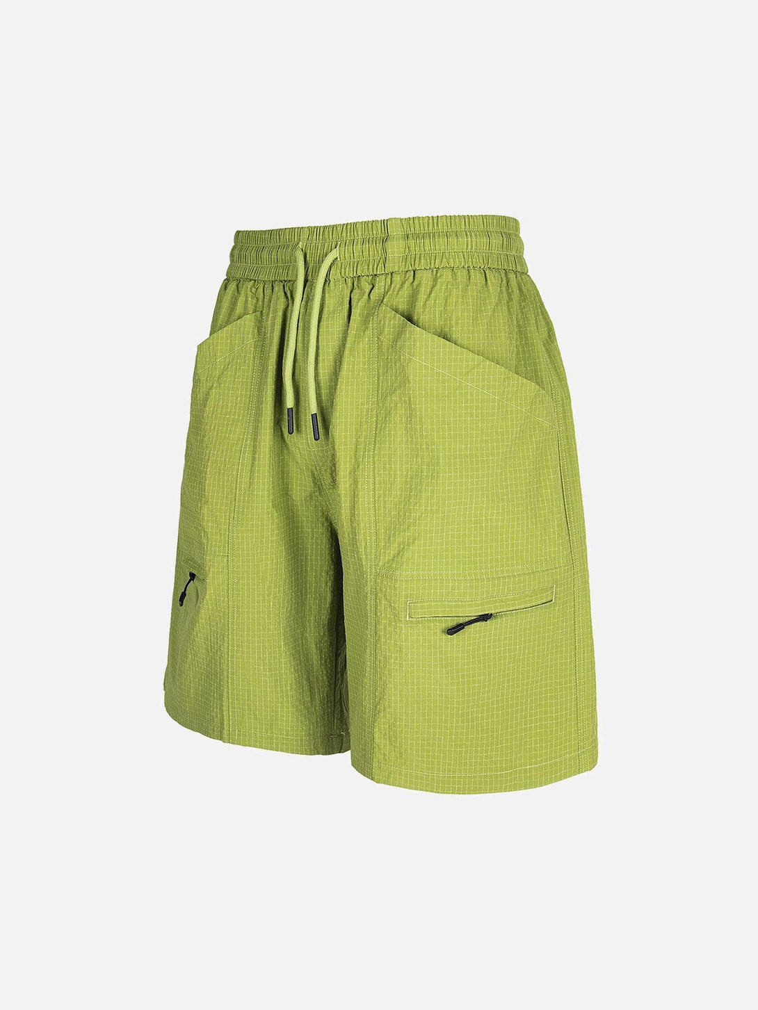 Front view of green TALISHKO cargo shorts with quick-dry fabric and a drawstring waist.