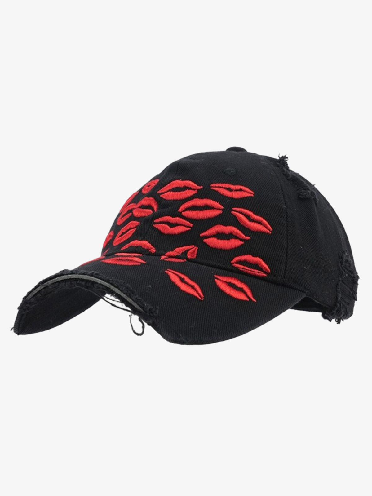 Red Lip Embroidery Cotton Baseball Cap | TALISHKO