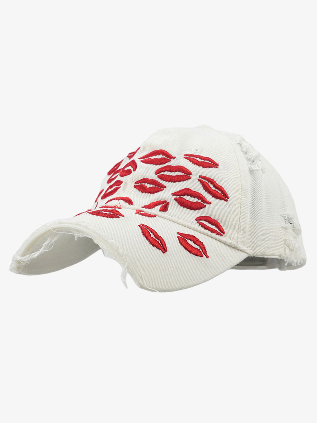 Red Lip Embroidery Cotton Baseball Cap | TALISHKO