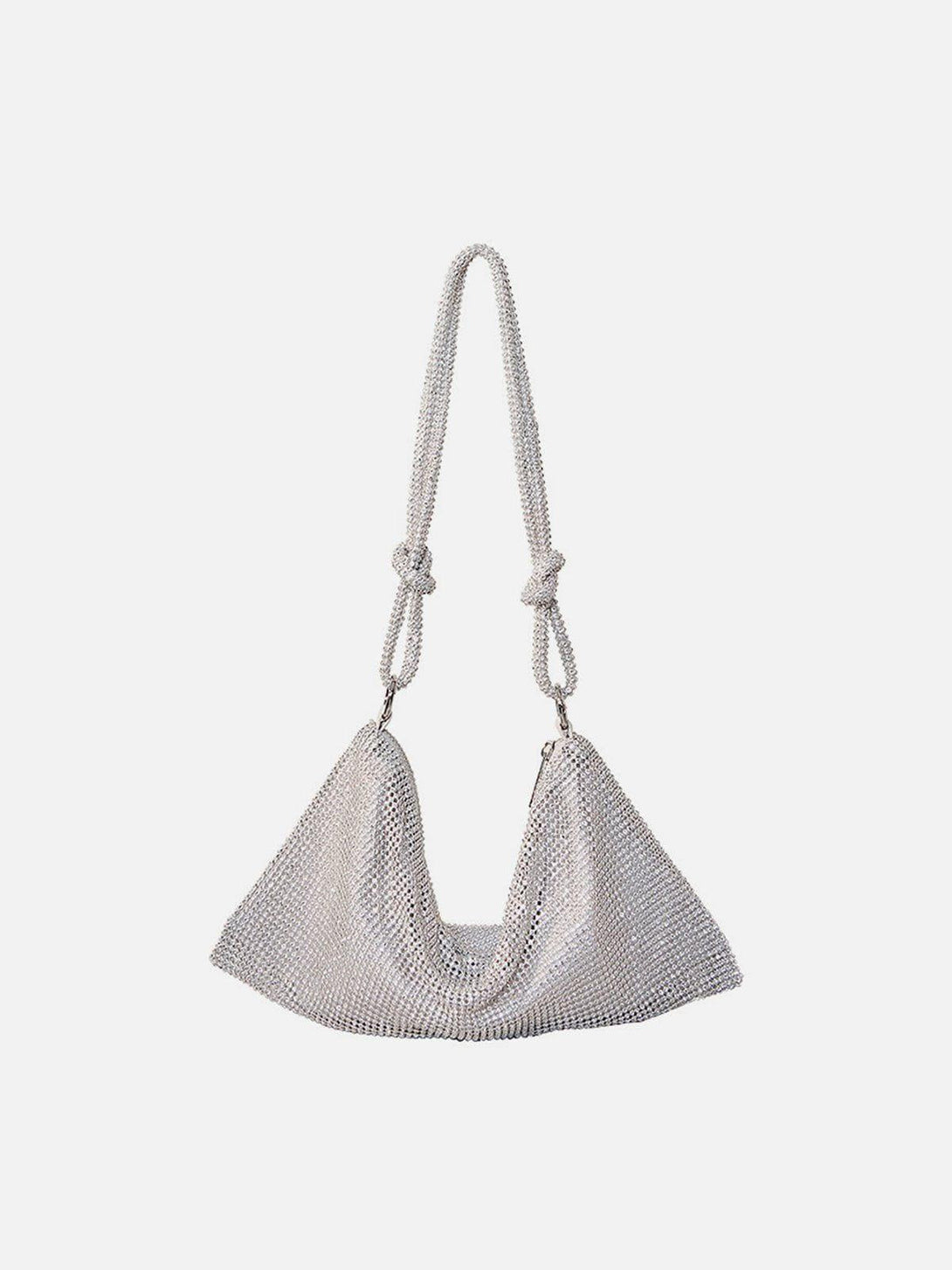 TALISHKO luxury silver bag, front view, highlighting its sparkling diamond-like texture.