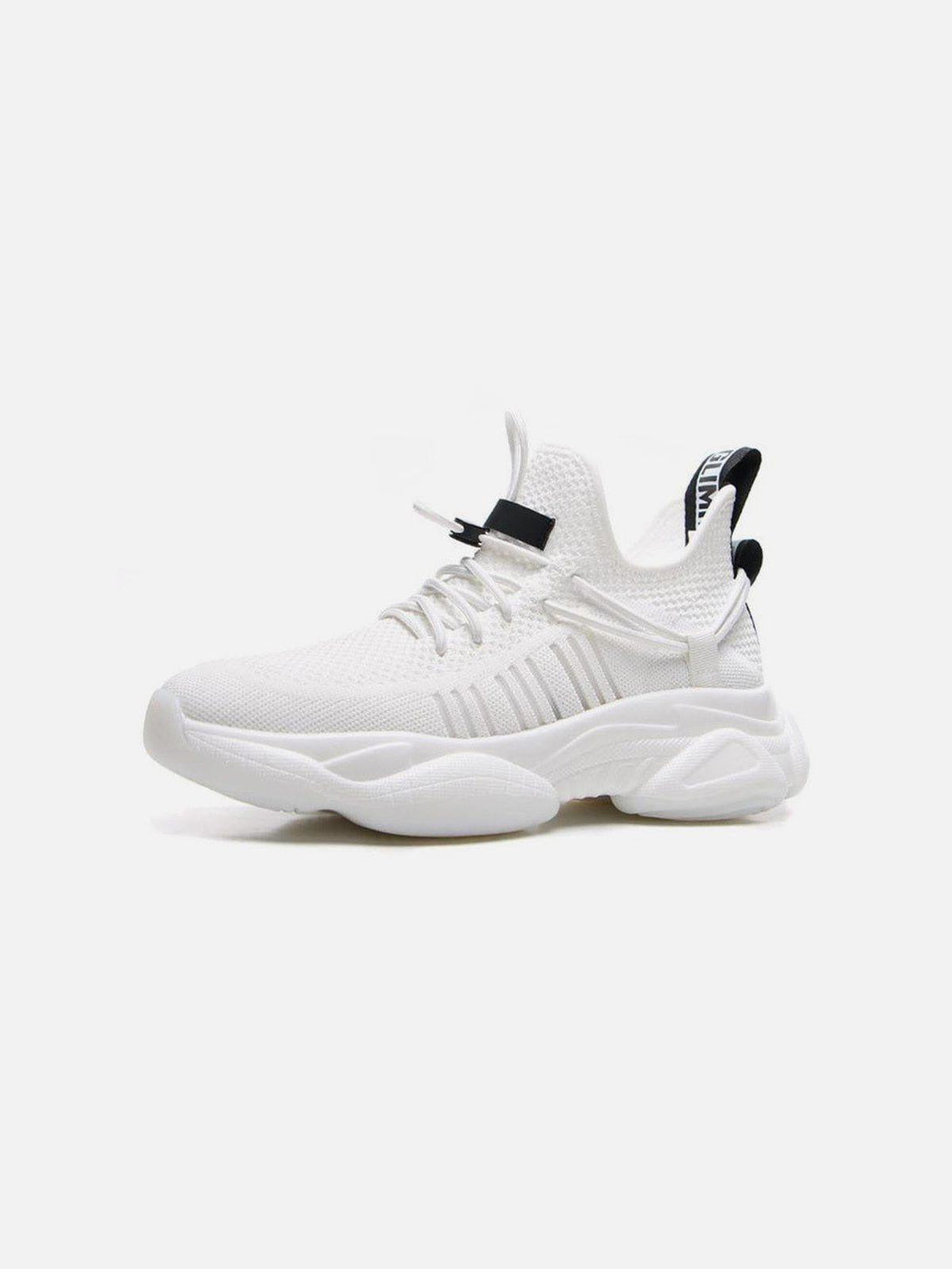 Front view of white mesh breathable sneakers by TALISHKO, perfect for casual street style.